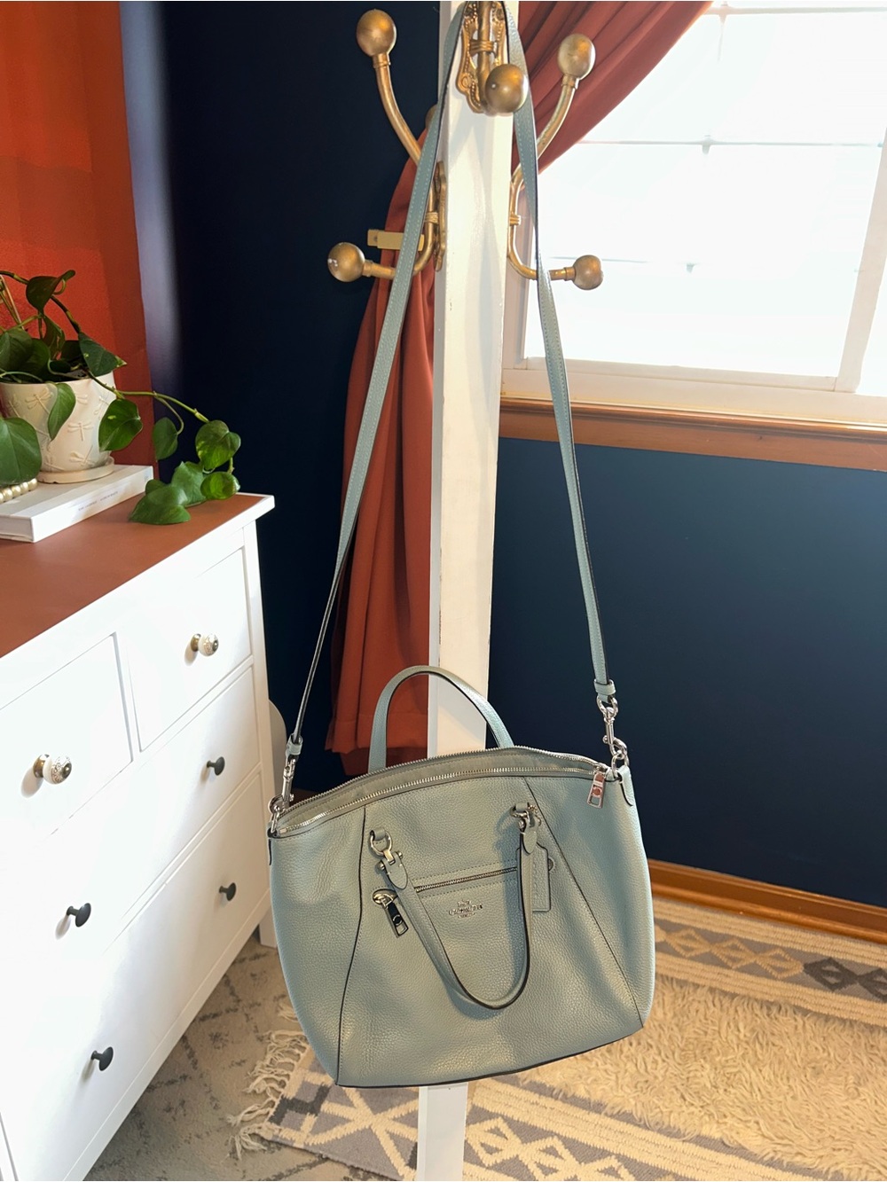 Coach Pebbled Leather Satchel in Pale Blue - Picture 4 of 6
